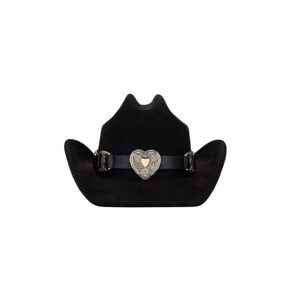 8 Other Reasons Gold Heart Cowboy Hat in Black One Size New Womens Western - Picture 2 of 9